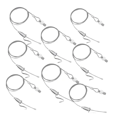 Image of alblinsy 8 PCS Picture Rail Hanging System, Professional Stainless Steel Cable Wire with Adjustable Photo Hook + S Metal for Wall Picture, Exhibition, Art Gallery Display 3.28 ft