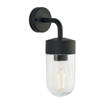 Image of Endon North 1 Light Outdoor Wall Textured Matt Black &amp; Clear Glass IP44 79792