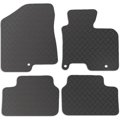 Image of Carsio Rubber Car Mats For Kia Cee&#039;d 2012 to 2018 4pcs Set Tailored Fit Floor Mat Complete Accessory Black Custom Fitted All Weather &amp; Heavy Duty, Anti Slip Backing with Clips