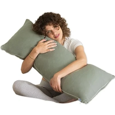 Image of Pharmedoc Memory Foam Body Pillow Pregnancy Pillows for Sleeping Side Sleeper Shredded Maternity Must Haves Sage with Piping