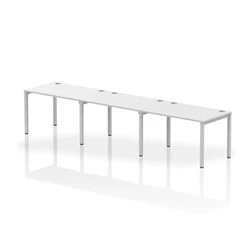 Image of Impulse Bench Single Row 3 Person 1200 Silver Frame Desk White