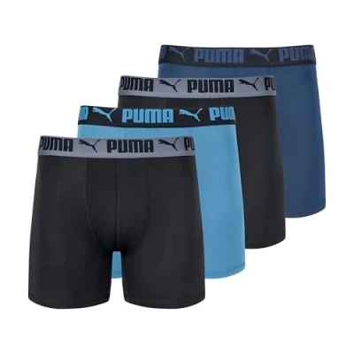 Image of PUMA Men&#039;s 4 Pack Active Stretch Boxer Briefs, Blue Combo, XL