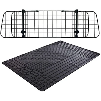 Image of XtremeAuto® Universal Heavy Duty Waterproof Rubber Car Boot Liner Mat &amp; Mesh Grill Dog Barrier Guard