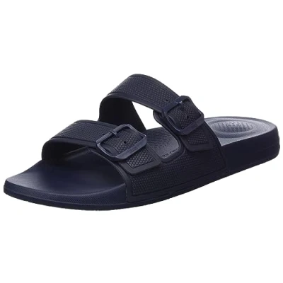 Image of Fitflop Men&#039;s Iqushion Two Bar Adjustable Slide Sandal, Midnight Navy, 9 UK