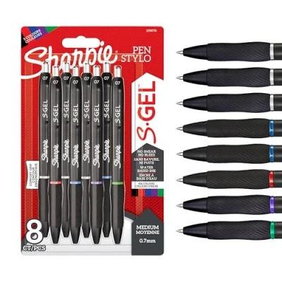 Image of Sharpie S Gel Pens Medium Point (0.7mm) Assorted Ink Colours 8 Count