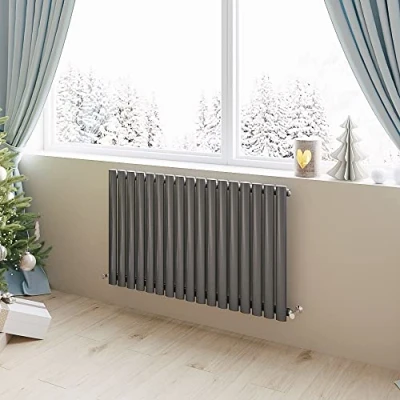 Image of Horizontal Radiator Oval Column Designer Central Heating Rad 600x1003mm Single Anthracite