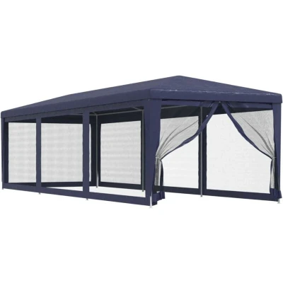 Image of vidaXL Party Tent with 8 Mesh Sidewalls Blue 3x9 m HDPE