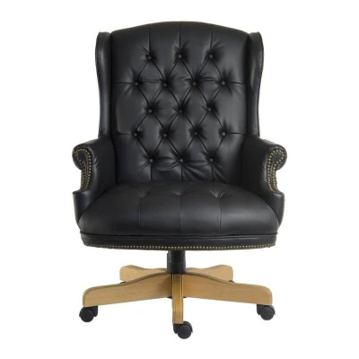 Image of TEKNIK Chairman Noir Bonded leather Tilting Executive Chair Black