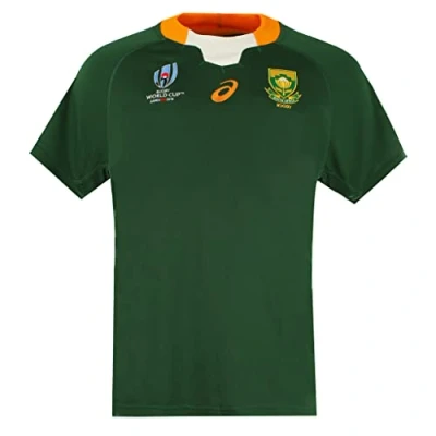 Image of ASICS South Africa Rugby Short Sleeve Top Replica Green Mens T Shirt 2111A167 300