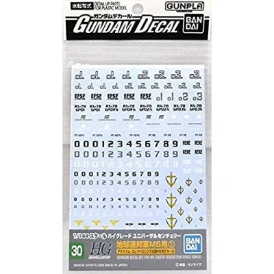 Image of Gundam Decal GD 30 HGUC MS Decals Set #1