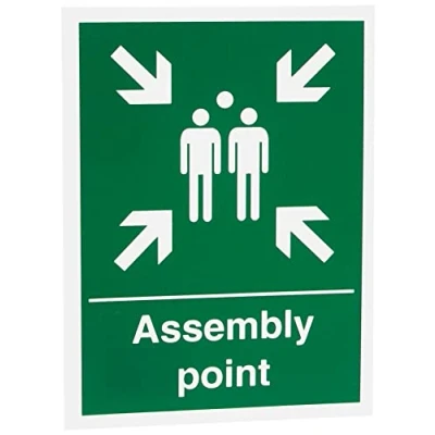 Image of Seco Assembly Point Sign, 150mm x 200mm 1mm Semi Rigid Plastic, green