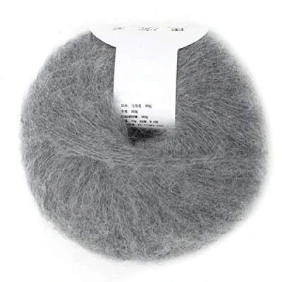 Image of Liukouu Angora Wool Yarn, Soft Anti pilling Mohair Yarn shrinkage Washable Knitting with a Crochet for Weave Scarves, Shawls, Sweaters(light grey)