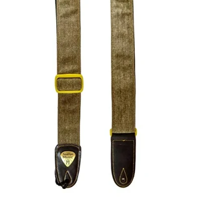 Image of Leather &amp; Cotton Adjustable Guitar Strap 1.5m For Acoustic/Electric/Bass (Tan)