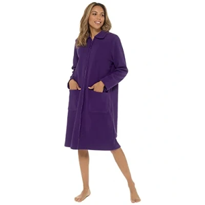 Image of Undercover Ladies Zip Fleece Gown LN730UC Wine 26 28