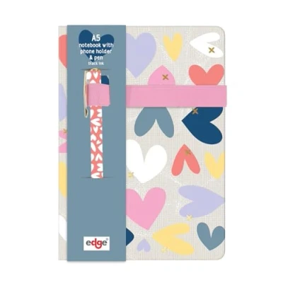 Image of A5 Notebook &amp; Pen Set Grey Hardcover X My Heart Notepad Journal Notes Planner Study Work