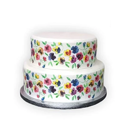 Image of Edible Decor Icing Sheet Pansy Flower Border Ribbon Perfect for Decorating Your Cakes Easy to Use