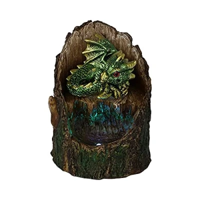 Image of Nemesis Now Arboreal Hatchling Green Dragon in Tree Trunk Light Up Figurine, Red, 10.8cm, U5288S0