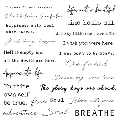 Image of Everjoy Realistic Inspirational Quotes Words Temporary Tattoos 20 Individual Line Pcs Waterproof for Women and Men
