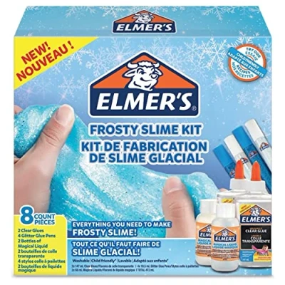 Image of Elmer’s Glue Frosty Slime Kit with Clear PVA Glue, Glitter Pens &amp; Magical Liquid Activator Solution 8 Count