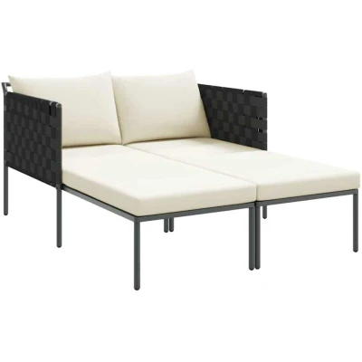 Image of vidaXL Sunbed with Cushions 2 Person Anthracite 115x153x69,5 cm Steel