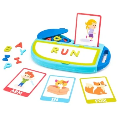 Image of Learning Resources AlphaMagnets GO Spelling Activity Set, Magnet Letters for Kids, Uppercase Alphabet Magnets, 73 Piece, Ages 3+