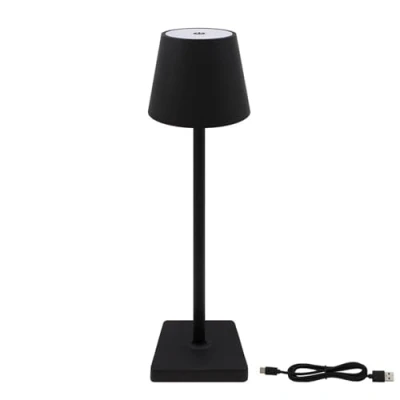 Image of L &amp; P Home Gifts Lesser Pavey Black Rechargeable Touch Lamp Gift for Women Men Bedside Nightstand Table Battery Powered Control Night Lights