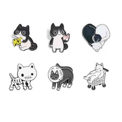Image of Cat and Book Brooch Set Books Pin Lovers Holiday Gifts Cats Hug Cartoon Cute Pins Kawaii Decorative Lapel Aesthetic for Women Backpacks Clothing Bags Jackets
