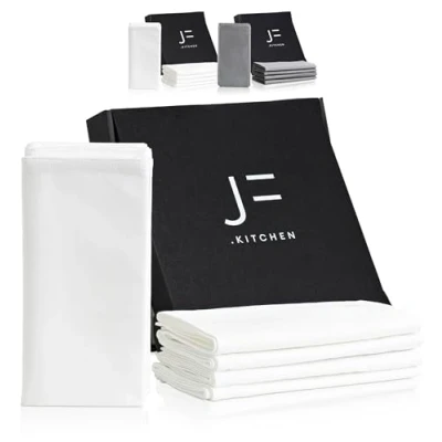 Image of JF.kitchen® CO₂ Neutral Fabric Napkins (Set of 12) Premium Made 100% Cotton with Folding Instructions 40 x cm (White)