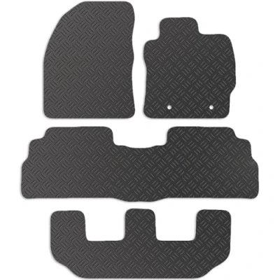 Image of Carsio Rubber Car Mats For Toyota Verso 7 Seat 2009 2013 Tailored Fit Floor Mat Set Complete Accessory Black Custom Fitted All Weather &amp; Heavy Duty, Anti Slip Backing with Clips