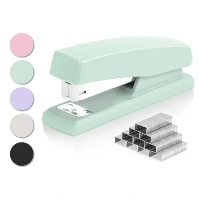 Image of Deli Stapler, Desktop Staplers with 640 Staples, Office 25 Sheet Capacity, Green