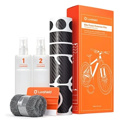 Image of Luxshield Bike Paint Protection Film for Mountain Bike, BMX, Racing Trekking etc. 21 piece Frame Set Against Stone Chipping Carbon &amp; self adhesive