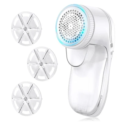 Image of Lint Remover, Bobble Remover for Clothes, Fabric Shaver With 3 Replaceable Blades, Clothes Debobbler, Electric Clothes/Bedding/Furniture, Defuzzer