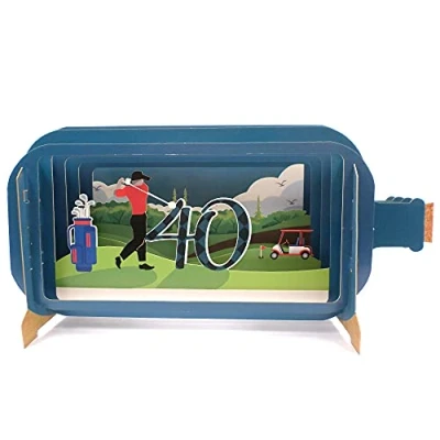 Image of Message in A Bottle Golf 40th Pop Up Birthday Greeting Card by Alljoy Cards MIB102