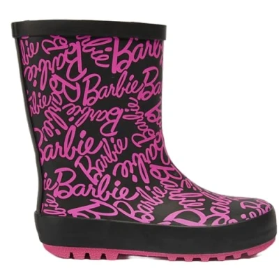 Image of Barbie Girls Kids Wellies Childrens Rubber Wellington Rain Boots Snow Welly (Pink, UK Footwear Size System, Little Kid, Numeric, Medium, 13)