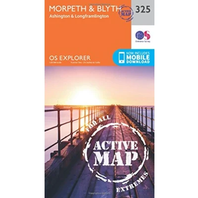 Image of Morpeth &amp; Blyth Map Weatherproof Ashington Longframlington Ordnance Survey OS Explorer Active 325 England Walks Hiking Maps Adventure