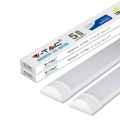 Image of V TAC LED Batten Lights 6500k Daylight, IP20 Fluorescent Strip Light Fitting for Ceiling of Home &amp; Office, Workshop Garage Lighting (6FT) Pack 2