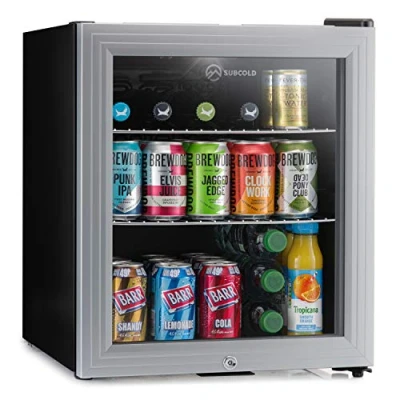 Image of Subcold Super50 LED Mini Fridge 50L Beer, Wine &amp; Drinks Chiller Light + Lock Key Energy Efficient (Silver)