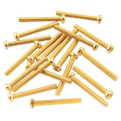 Image of Musiclily Basic 3x25mm Metal Metric Thread Humbucker Pickup Height Adjustment Screws Ring Mounting for Epiphone SG Import Pickups, Gold(Set of 20)