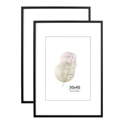 Image of KAIWIN 30x40 cm Picture Frame Black Set of 2, Wooden Poster with white mat, 16x12 Frames for Wall Mounting Display Home, Office,Gallery Photos, Posters, Puzzles