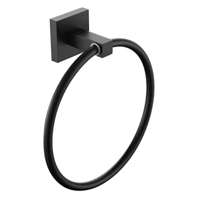 Image of Bristan SQ BLK Square Towel Ring, Black