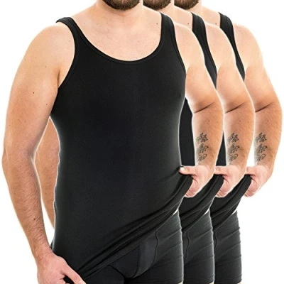 Image of HERMKO 3007 3 Pack Extra Long (Approx. 10 cm+) Men&#039;s Tank top Vest in 100% bio Cotton, Size:Small, Colour:White