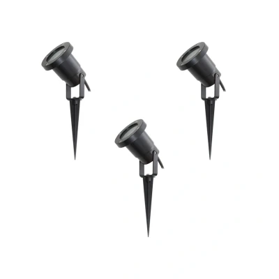 Image of Lindby Thorgal ground spike light, Ø 9.8 cm, black, set of 3