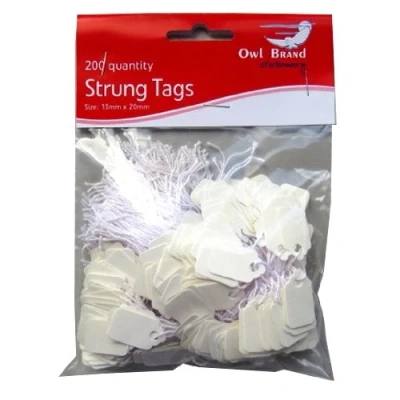 Image of White Strung Mini Pricing Tags Pack of 200 Size 13mm x 20mm