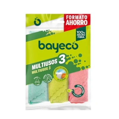 Image of Bayeco Pack of Multi Purpose Cloths 100% Microfiber All Surfaces Great Absorption Capacity and Finishes Without Marking or Linting, Just With Water, 3 Count (Pack 1)