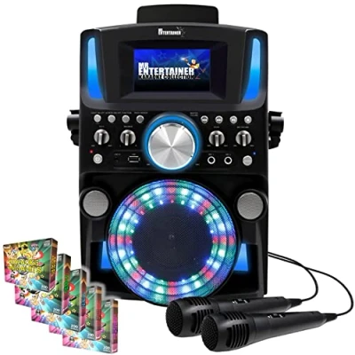 Image of Groovebox Bluetooth CDG Karaoke Machine. Built in Screen &amp; Disco Lights. Includes 1000 Songs 2 Microphones