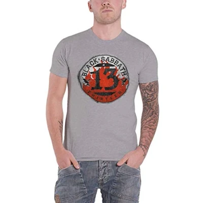 Image of Black Sabbath Men&#039;s 13 Flame Circle Short Sleeve T Shirt, Grey, Medium