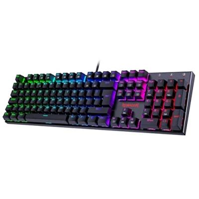 Image of Mechanical Gaming Keyboard, Redragon Keyboard with 105 Programmable Keys, Red Switches, Full Anti ghosting RGB Ideal for PC, Windows, Mac, Gamer, Office, Typists UK Layout