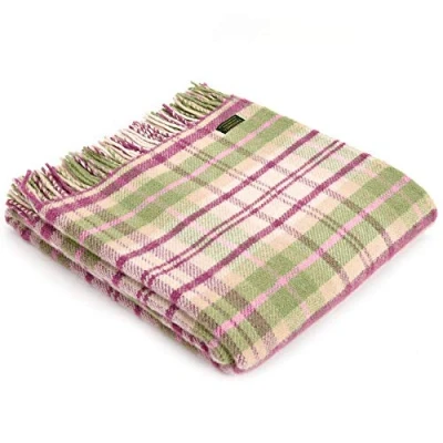 Image of Tweedmill Textiles Cottage Check PINK KNEE RUG Throw Blanket 100% Pure New Wool BRITISH MADE