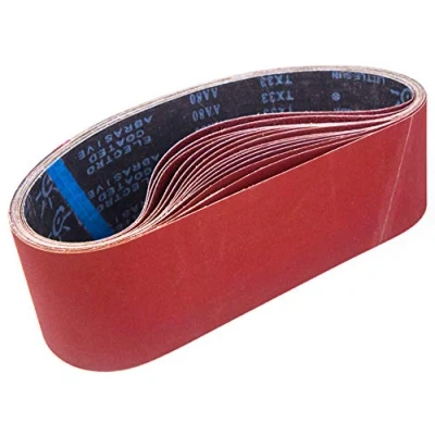 Image of STEBRUAM Sanding Belt 100 x 915 mm, Sander Belts Set（3 Each of 80/120/150/240/400 Grains）for Sander,for Grinding,Sharpening and Derusting (15 Pieces)