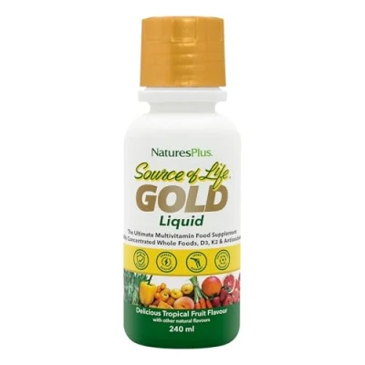 Image of NaturesPlus Source of Life Gold Liquid 236ml High Potency Food Based Multivitamin and Mineral Energy Immune Support Vegetarian, Gluten Free